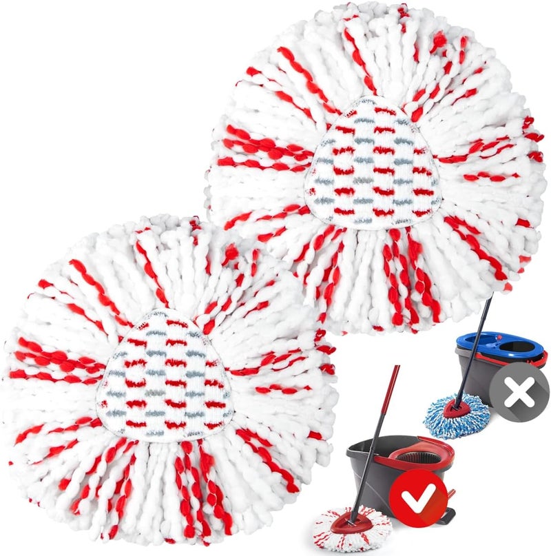 MXZONE Spin Mop Heads Replacements Compatible with O Cedar Easy Wring 1-Tank System, 40% More Cleaning Power Mop Replace Head, Deep Cleaning Mop Refills, 2 Packs - Image 1
